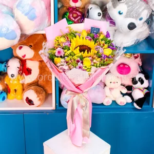 6 Rosas Amarillas & 1 Girasol Deluxe