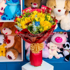 6 Rosas Amarillas & 3 Girasol Deluxe