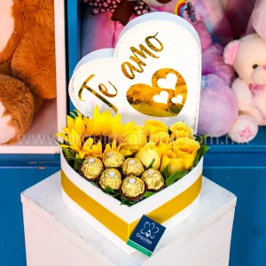 Sweet Heart Wood Box 14 Pzs (Rosas Amarillas)