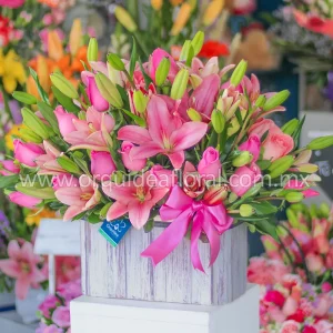 Bolsa Rustica Jumbo Rosa Pastel Lirios