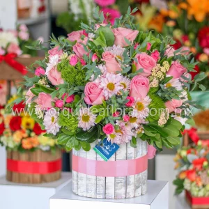 Cilindro Rustico Rosas Hermosas
