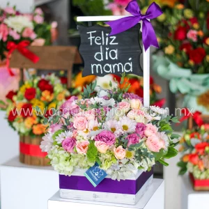 Pizarrón Rustico Rosas Lilla & Hortensia